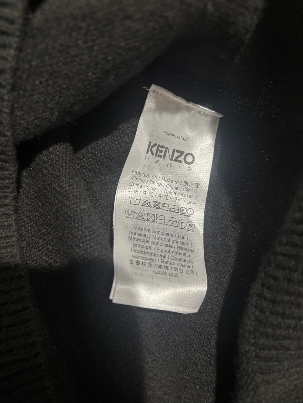 Kenzo Black Sweater with Red Flower and White Logo Size Large